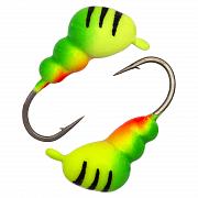 Муравей с ушком d 4,0 мм, вес 0,8 гр, салатовый-лимон+красная с полосками  /10 шт/